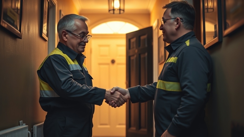Engineer shaking hands with a Richmond homeowner after locating their leak