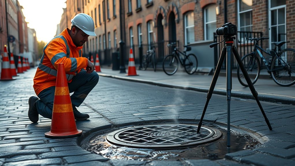 Engineer carrying out water mains leak detection in Richmond